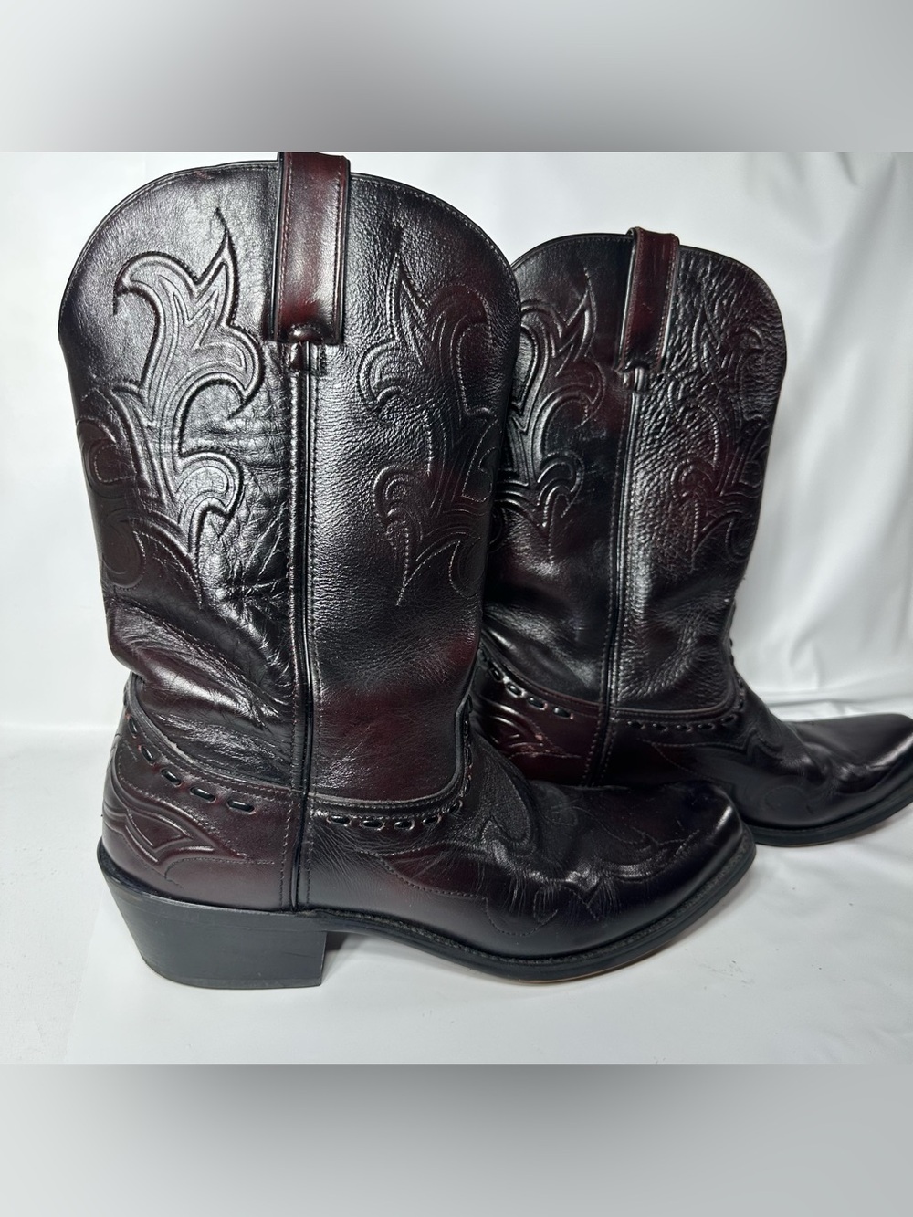 Durango Classic Western Leather Cowboy Boots - Dark Burgundy